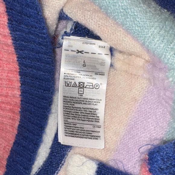 GAP Multicolor Striped Crew Neck Sweater size Large - Picture 5 of 6